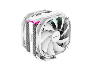 DeepCool AS500 Plus WH CPU Air Cooler, Universal RAM Height Compatibility, Two 140mm PWM Fan, A-RGB Top Cover, 5 Heat Pipe Design for Intel Core/AMD Ryzen CPUs, White
