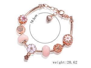 Pink Flower Beaded Bracelet Female Royal Gemstone Bracelet Student Birthday Gift Pink Flower Beaded Bracelet Female Royal Gemstone Bracelet Student Birthday Gift