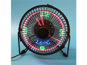 Temperature and time 4 inch wrought iron USB small fan, portable led lighted mini clock fan Temperature and time 4 inch wrought iron USB small fan, portable led lighted mini clock fan