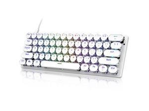 STOGA 60% Mechanical Keyboard ,Gaming keyboard for PC, Wired Mini white keyboaed Compact RGB LED Backlit ,Retro Computer Keyboard Typewriter Style Round Keycap for PC Gamer/Office ,61 Keys
