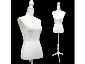 White Female Dress Form Torso Mannequin Tripod Stand Dress Jewelry Display
