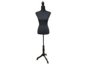 Black Female Dress Form Torso Mannequin Tripod Stand Dress Jewelry Display
