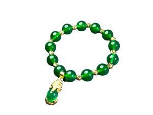 Women's Fashion Green Jade Beads Jewelry 18K Gold Plated Charm Chain Bracelet