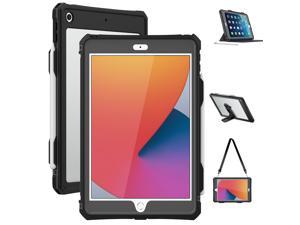 ShellBox Case for iPad 10.2,Full-Body Protective Case,with Magnetic Pencil Holder,Keyboard Interface,IP68 Waterproof Dustproof Shockproof Case for iPad 10.2 Inch 2019-2021 (Black)