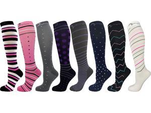 Swell Relief 8 Pair Graduated Compression Socks 15-20 mmHg Designs Medium/Large