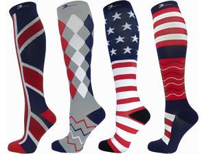 Swell Relief Patriotic Graduated Moderate Compression Sock Set of 4 Pair. S/M