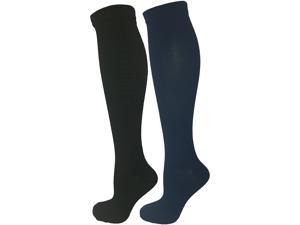 Black & Blue 2 Pair Small/Medium Ladies Compression Socks, Moderate/Medium Compression 15-20 mmHg. Therapeutic, Occupational, Travel & Flight Knee-High Socks. Womens and Mens Hosiery