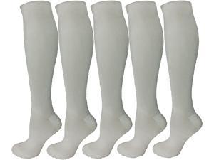 Swell Relief 5 Pair White Moderate Compression Socks, 15-20 mmHg. L/XL