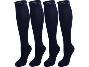 4 Pair All Navy Blue Premium Quality Extra Soft Compression Socks for Improved Circulation and Blood Flow (Medium/Large, All Navy Blue)
