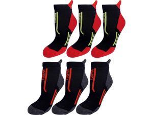 Super Duper Thick Extra Cushiony Athletic Running Ankle Socks. Maximum Performance Sports Tabbed Socks With Arch Support, Padded, Cushioned Toe & Heel Pocket for Men & Women. 6 Pack with Red. One Size