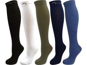 5 Pair Pack Knee-High Youth Graduated Compression Socks Long for Sports, Soccer, Football, Baseball, Basketball, Running, Youth Athletics. Boys & Girls Gift Set; Assorted Colors -Fits ages 5-8