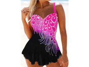 2 Piece Swim Dress with padded bra and Black Swim Panties – Pink–setQ