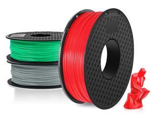 3 Pack PLA Filament 1.75mm 3D Printer Consumables , 1kg Spool (2.2lbs)x3, Dimensional Accuracy +/- 0.02mm, Fit Most FDM Printer(red+silver+green - 3 Pack)