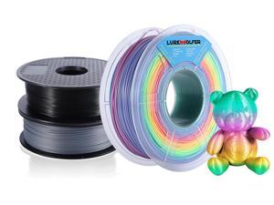3 Pack PLA Filament 1.75mm 3D Printer Consumables , 1kg Spool (2.2lbs)x3, PLA+ Dimensional Accuracy +/- 0.02mm, Fit Most FDM Printer(rainbow+black+silver - 3 Pack) 3 Pack-C05