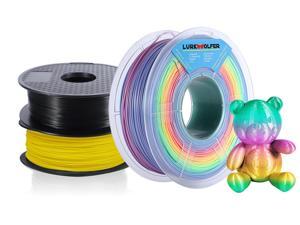 3 Pack PLA Filament 1.75mm 3D Printer Consumables , 1kg Spool (2.2lbs)x3, PLA+ Dimensional Accuracy +/- 0.02mm, Fit Most FDM Printer(rainbow+black+yellow - 3 Pack) 3 Pack-C07