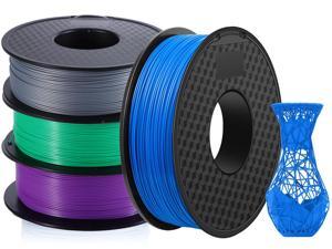 4 Pack PLA PRO(PLA+) Filament 1.75mm 3D Printer Consumables,1kg Spool (2.2lbs)x4, PLA+ Dimensional Accuracy +/- 0.02mm, Fit Most FDM Printer 1.75 mm (blue+purple+green+silver - 4 Pack) 4 Pack-L03