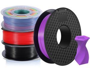 4 Pack PLA PRO(PLA+) Filament 1.75mm 3D Printer Consumables,1kg Spool (2.2lbs)x4, PLA+ Dimensional Accuracy +/- 0.02mm, Fit Most FDM Printer 1.75 mm (purple+black+red+rainbow - 4 Pack) 4 Pack-P05