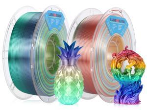 2 Pack Silk Shiny PLA Filament,Lurkwolfer Multi Color Fast Change Rainbow 1.75mm +/-0.02mm,1kg/2.2lbs 3D Printing Material,Support for FDM 3D Printer(2 Pack-Greenforest+Sunset)