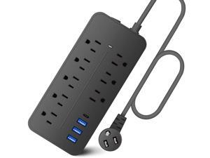 Power Strip,Lurkwolfer Surge Protector with  8 AC Outlets and 3 USB Charging Ports, 1700 Joules,Overload Protection, for Home, Office, Dorm, Gaming Room