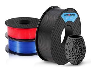 3 Pack PLA 3D Printer Filament 1.75mm, PLA Filament Bundl, Dimensional Accuracy +/- 0.02mm, 1kg Spool(2.2lbs) x 3, Fit Most FDM Printer(black+blue+red - 3 Pack)