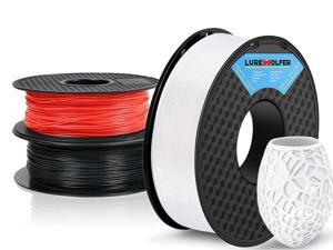 3 Pack PLA 3D Printer Filament 1.75mm, PLA Filament Bundl Printing supplies, Dimensional Accuracy +/- 0.02mm, 1kg Spool(2.2lbs) x 3, Fit Most FDM Printer(white+black+red - 3 Pack)