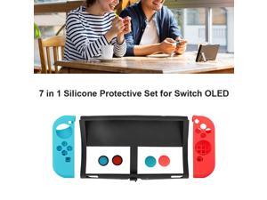 Funda de silicona 7 en 1 para mando OLED de Nintendo Switch funda protectora suave antideslizante tapas de palancas de pulgar