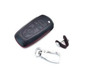 Black Leather Car Key Case Bag For Ford Edge Explorer F150 Fusion Mustang 201720200