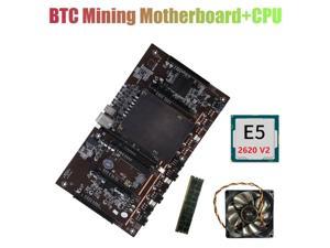 X79 H61 BTC Miner Motherboard with E5 2620 V2 CPU+RECC 4G DDR3 RAM+Fan LGA 2011 Support 3060 3070 3080 Graphics Card