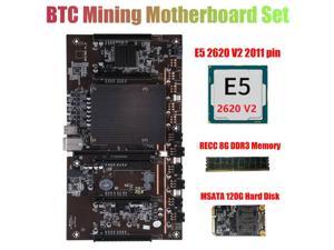 X79 H61 BTC Miner Motherboard with E5 2620 V2 CPU RECC 8G DDR3 Memory 120G SSD 5X PCIE Support 3060 3080 Graphics Card