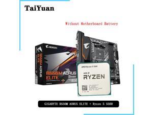 AMD Ryzen 5 5500 R5 5500 CPU + GIGABYTE GA B550M AORUS ELITE Motherboard Suit Socket AM4 All but without cooler