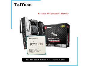 AMD Ryzen 5 5500 R5 5500 CPU + MSI MAG B550M MORTAR WIFI Motherboard Suit Socket AM4 All but without cooler
