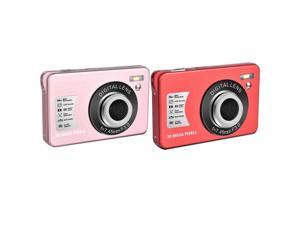 2Set HD 1080P Digital Camera 30 MP Mini 2.7 Inch LCD Screen Camera,Compact Cameras For Adult, Red & Pink