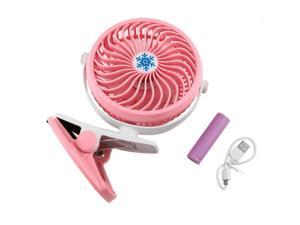 Ventilador USB portátil, Ventilador de refrigeración por aire, batería recargable, Mini refrigerador de Clip de aire oscilante en el escritorio rosa/azul