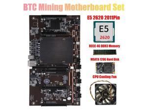 X79 H61 Mineração BTC Motherboard 5X PCI-E Suporte 3060 3070 3080 RECC 4GB DDR3 GPU com E5 2620 CPU 120G de Memória SSD + Fã