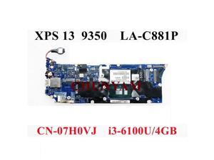 LA-C881P i3-6100u CPU 4GB RAM For XPS 13 9350 Laptop Notebook Motherboard CN-07H0VJ 7H0VJ Mainboard 100%tested