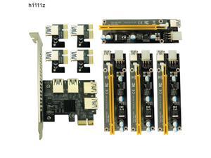 PCI-E riser PCI Express 1X to 16X Riser Card 1 to 4 USB 3.0 Multiplier Hub Adapter with 4pcs 6pin riser For BTC Mining Miner