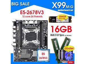 X99M-G motherboard combo with Xeon E5 2678V3 LGA2011-3 CPU 2pcs X 8GB = 16GB 2133MHz DDR4 memory NVME 256GB M.2 and cooler