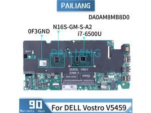 For DELL Vostro V5459 i7-6500U Laptop Motherboard DA0AM8MB8D0 0F3GND SR2EZ N16S-GM-S-A2 DDR3 Notebook Mainboard