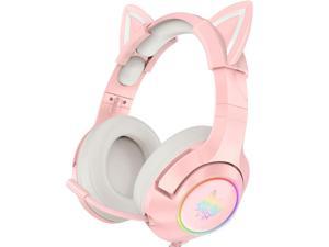 K9 Wired Earphone Headset Game Cute Cat Ear Headphones Girls Headset Gamer for Laptop RGB LED Lights Earphones with Microphone