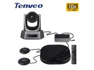 TONVEO Conference Room Camera System with Speaker and 2 Microphones All-in-One USB PTZ Camera HD 1080P 10X Zoom Webcam for Business Meeting Room Education Church