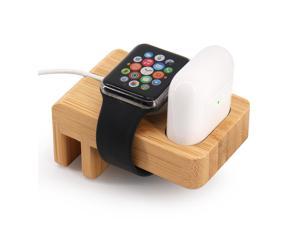 2-in-1 Bamboo Charger Holder for Watch5/4/3/2/1 and Bluetooth Earphone, Wooden Dock Stand Compatible with BambuMate Charging Stations and More Multi-Device Organizers
