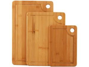 BambuMate Bamboo Cutting Board with Juice Groove, Kitchen Chopping Board for Meat (Butcher Block) Cheese and Vegetables, As Wood Large Serving Tray Holder, Carving board (Set of 3)