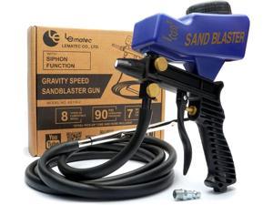 Lematec Sand Blaster Gun Kit, Sandblaster, Rust Remover and Paint Stripper with Continuous Blasting, AS118-2C Sandblasting Equipment