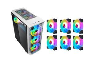 White computer gaming case includes 6 120mm fans, water cooling system gaming case, USB 3.0 tempered glass case