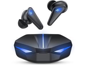 TWS Gaming Wireless Earbuds, 65ms Low-Latency Gaming Earbuds, Bluetooth 5.0 Auto Pairing Headsets with LED Light Built-in Mic Gaming Headphones Suitable for Mobile Gamers