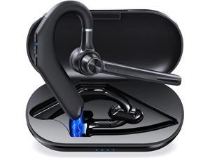 Bluetooth Headset Eumspo V5.1 Built in Dual Mic 48Hrs Playtime Noise Canceling Bluetooth Earpiece with 500mAh Charging Case Earphone Wireless Earpiece for Cell Phones/Business/Trucker