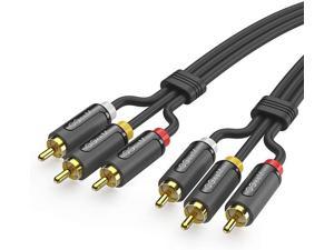 RCA Stereo Cable 6FT,QGeem 3RCA to 3RCA Cable,Digital & Analogue,Double-Shielded for Headphones,Home System,Car Stereo, iPods, iPhones,MP3 Players and More,RCA Stereo Audio Cable