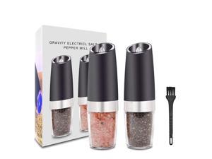 ZJZ Electric Salt and Pepper Grinder,Adjustable Grind Coarseness with Blue LED Light, Automatic Pepper Mill and Salt Mill, with Free Cleaning Brush (2pack)