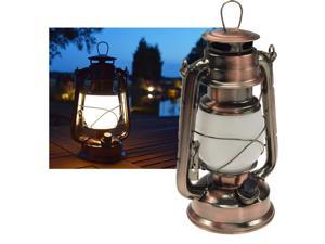 LED Camping Lantern Storm Light Copper Design Dimmable Battery Operated 4 x AA Mignon 23.5 cm High Eyelet Bracket Warm White