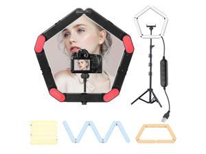 LED Foldable Ring Light Bar Without Stand, Dimmable Floor Lamp Light For Phone Camera Makeup Selfie Photography Live Beauty Zoom Lighting With Phone Holder, 3200-6500K Bright Light 3 Colors Ring Light